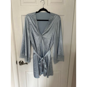Women's Unbranded Light Blue Lace Trim Robe M